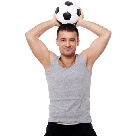 Free Photo Attractive Guy Holding Soccer Ball