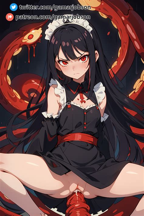 Rule 34 Ai Generated Angry Face Black Hair Gamarjobson Maid Maid Headdress Red Eyes Sex Spread