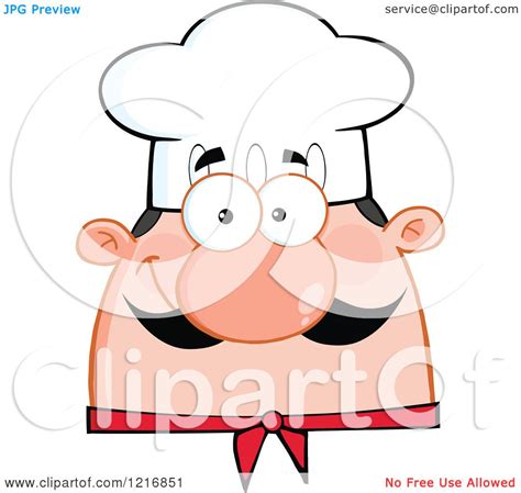 Clipart Of A Cartoon Happy Chef With A Mustache Royalty