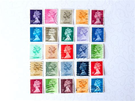 25 sellos postales mixtos de la reina isabel ii sellos del etsy españa