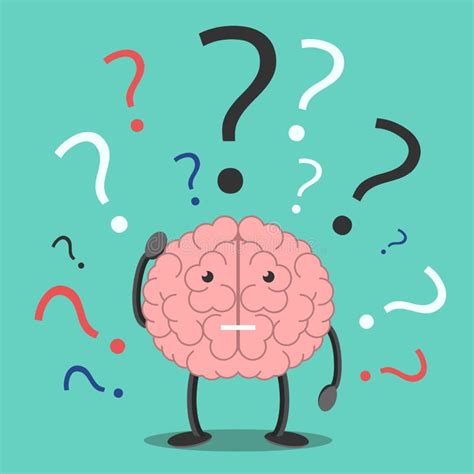 Confused Brain Character Thinking Stock Vector Illustration Of