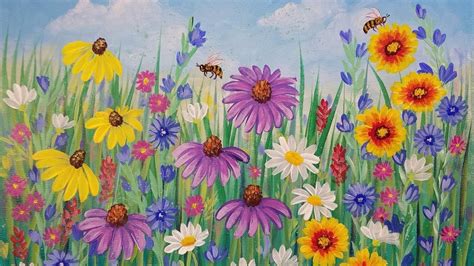 Wildflowers Acrylic Painting Tutorial Live Beginner Step