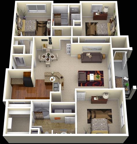 Rumah type 45 3 kamar tidur. 20 Denah Rumah Sederhana 3 Kamar Tidur 3 Dimensi 2021 ...