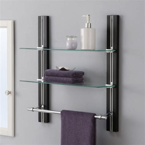 Fab glass offers custom floating glass shelves with 10% competitor price beat. Bathroom Glass Shelf Organizer with Towel Holder 2 Tire ...