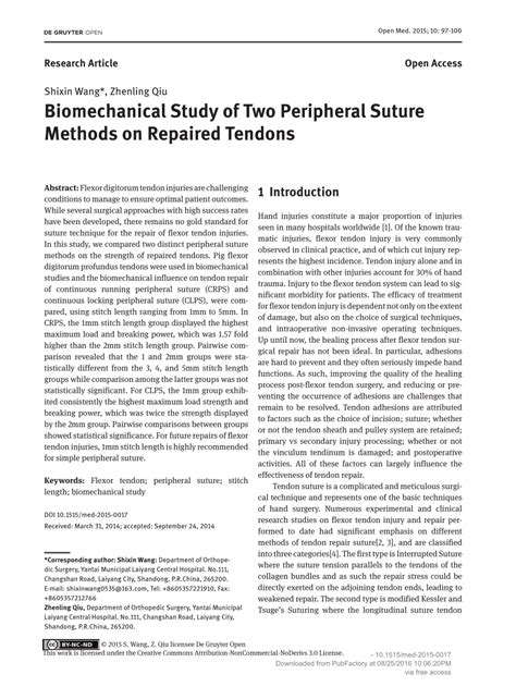 Pdf Biomechanical Study Of Two Peripheral Suture Methods On Repaired