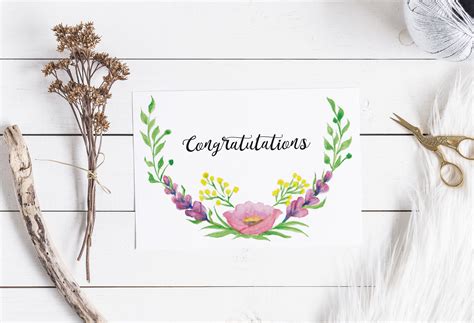 Congratulations Floral Greetings Card Etsy Greeting Cards