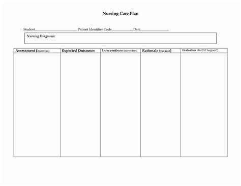 Blank Nursing Care Plan Templates