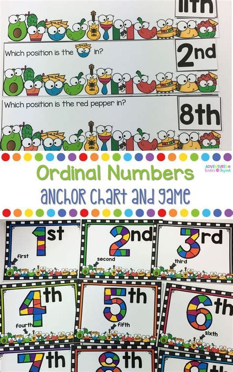 Ordinal Numbers Anchor Charts And Matching Game Number Anchor Charts