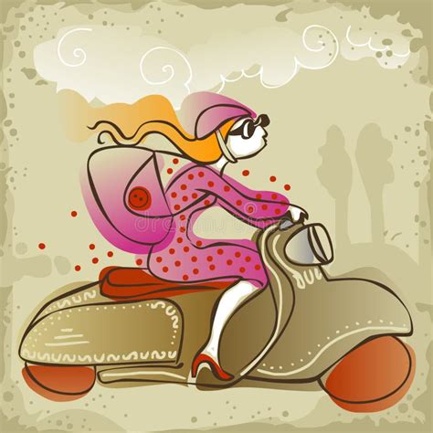 Cute Blonde Riding A Scooter Stock Vector Illustration Of Female Bike 53160543
