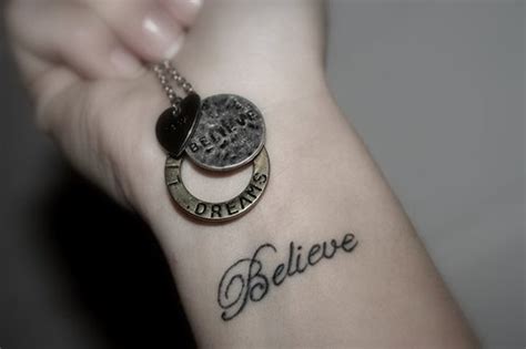 See more ideas about tattoos for women, tattoos, believe wrist tattoo. believe, tattoo, wrist - image #279423 on Favim.com