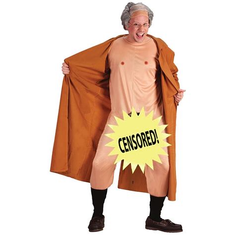 Frank The Flasher Adult Mens Costume Trench Coat With Nude Body Suit