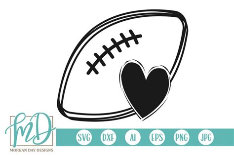 Football With Heart Svg Dxf Png Cut File 229805