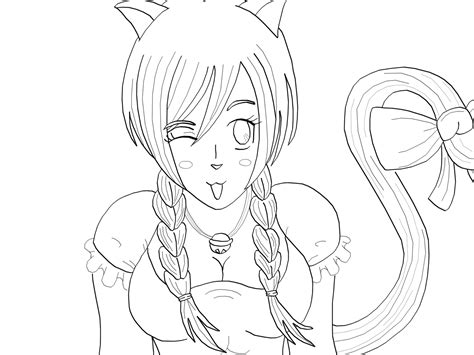 Anime Cat Girl Line Art By Tblondie1826 On Deviantart