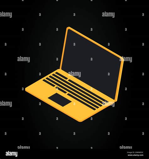 Graphic Gold Laptop Isolated Futuristic Yellow Pc Vector Illustration