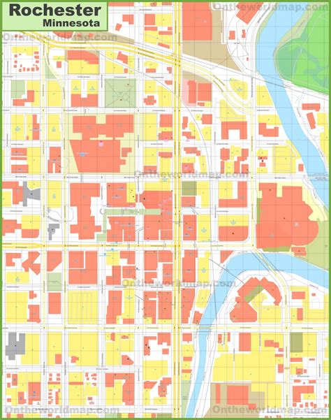 Rochester Minnesota Downtown Map Ontheworldmap Com