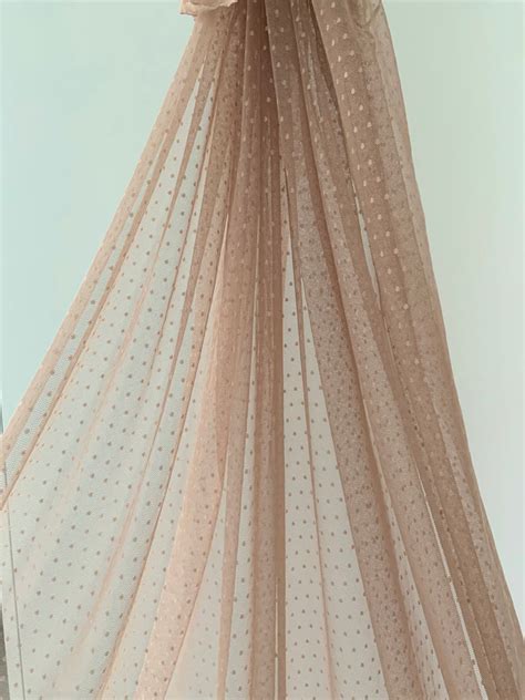 Nude Tone Tulle Fabric With Polka Dot Etsy