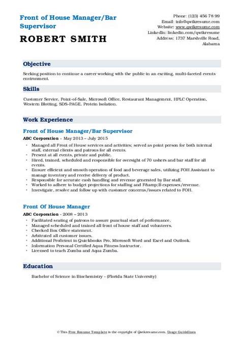 Finally, save it as a pdf. Restaurant Front Of House Manager Job Description - Job Retro