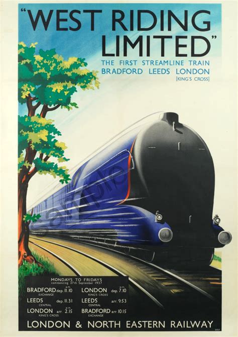 West Riding Train Lner To Bradford Leeds London Railway Posters