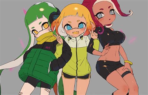 inkling inkling girl octoling octoling girl agent 8 and 2 more splatoon and 3 more drawn