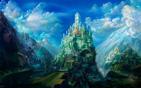 Emerald Castle Fantasy Castle Fantasy Landscape Scenery Wallpaper