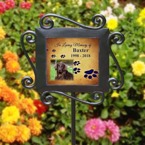 Personalized Pet Memorial Garden Stake Dog Cat Paw Print Plus Etsy