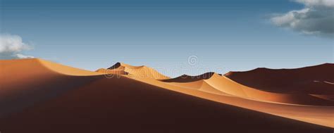 Desert Landscape At Daylight Under Blue Sky Stock Illustration