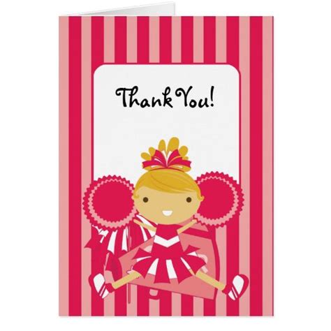 KRW Pink Cheerleader Thank You Note Card Zazzle