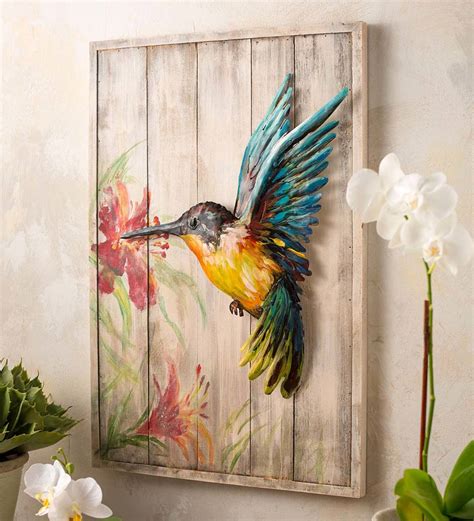 Handcrafted Metal And Wood Hummingbird Indoor Wall Art All Wall Art