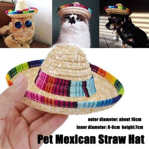 Buy Color Pet Straw Hat Mexican Straw Sombrero Adjustable Buckle