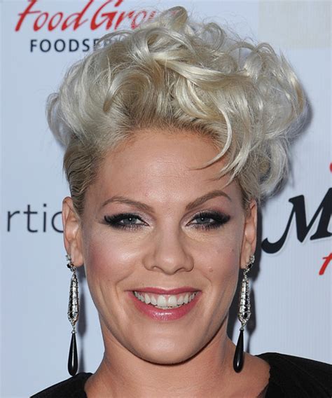 It was created by senior hairdresser hayley carter of albany, western australia. Pink Short Wavy Formal Hairstyle - Light Platinum Blonde ...