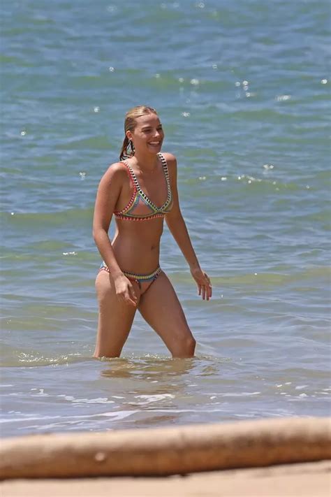 Beach Babe Margot Robbie Splashes Around The Surf Looking Happier Than Ever Mirror Online