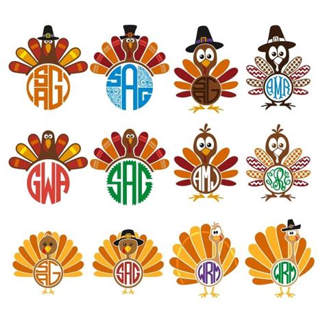 Download Freebie!! Turkey Monogram SVG Cuttable Frames ...