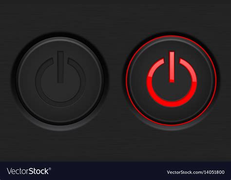Power Button Black Button With Red Backlight Vector Image