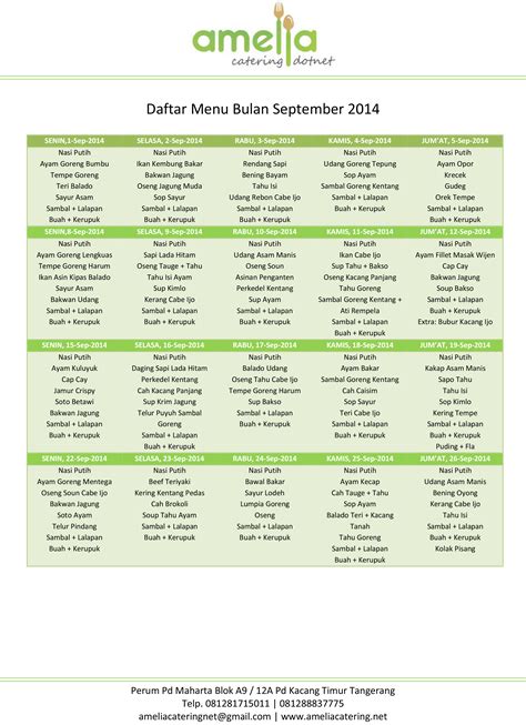 Maybe you would like to learn more about one of these? Daftar Menu Catering Karyawan untuk bulan September 2014