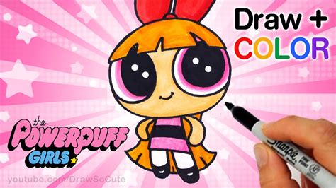 How To Draw Color Blossom From Powerpuff Girls Step By Step Easy Youtube