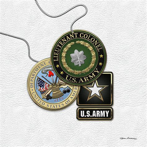 U S Army Lieutenant Colonel Ltc Rank Insignia With Army Seal And Logo Over White Leather