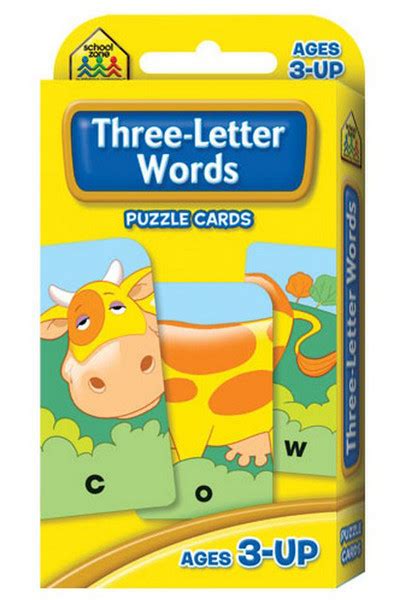 'picture puzzle' is a 13 letter phrase starting with p and ending with e. Three-Letter Words Puzzle Cards - School Zone Educational ...