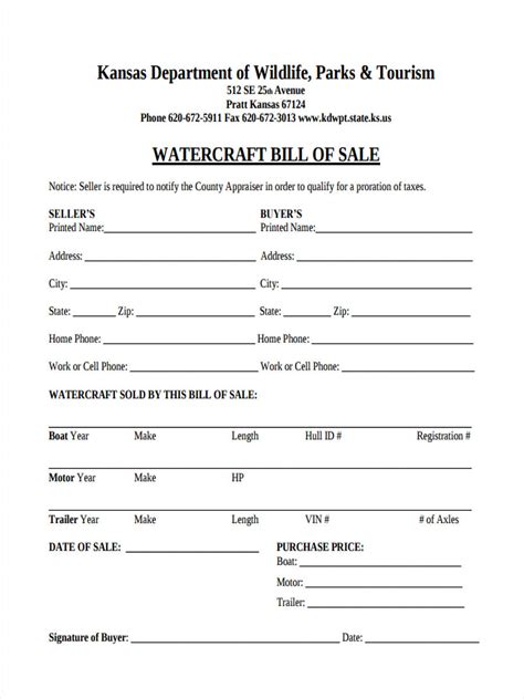 Free Printable Boat Bill Of Sale