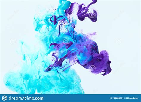 Blue And Purple Paint Splashes Curve In Water Stock Illustration