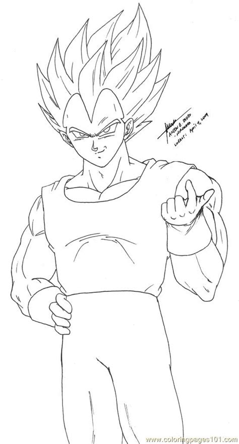 Vegeta 3 Line Art By Hirokada Coloring Page for Kids - Free Vegeta