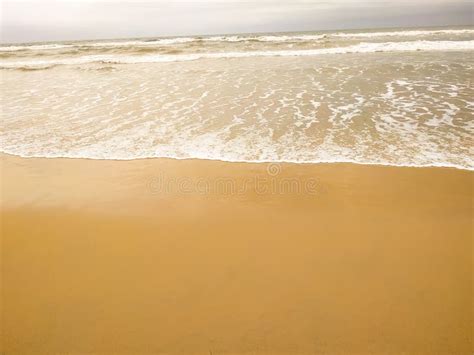 Summer Beach Concept Soft White Wave Of Sea On Empty Sandy Beach