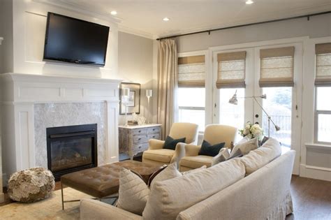 Apr 29, 2019 · get the design tips to make your fireplace cozy and inviting. TV over Fireplace - Transitional - living room - Alice ...