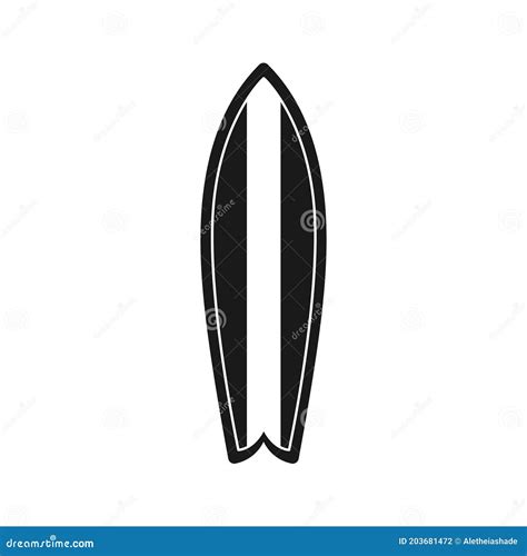 Surfboard Silhouette Isolated On White Background Vector Illustration