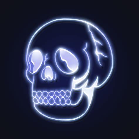 Glowing Indigo Neon Skull Sticker Free Psd Illustration Rawpixel