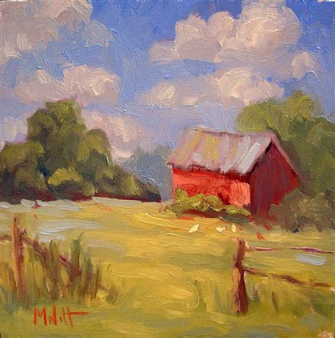 Painting Daily Heidi Malott Original Art: Red Barn Chicken ...