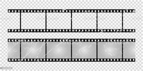 Grunge Film Strip On Transparent Background Retro Scratched Camera