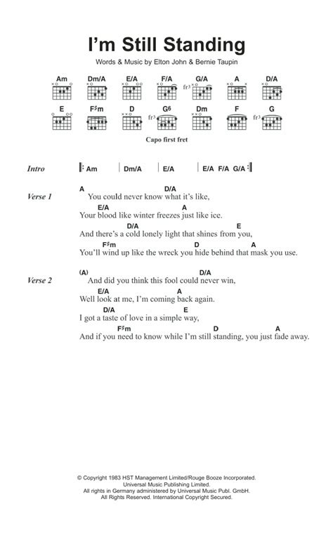 Im Still Standing Chords Sheet And Chords Collection