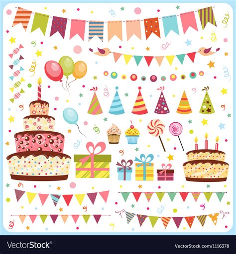 Set Of Birthday Party Elements Royalty Free Vector Image