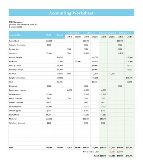 Accounting Worksheet Template - Google Docs Templates