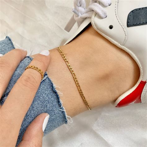 Dainty Gold Figaro Anklet Stainless Steel 3mm Figaro Chain Etsy